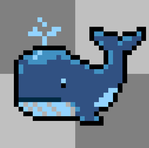 A blue whale blowing a spout of water, with a pale belly and a dark outline.