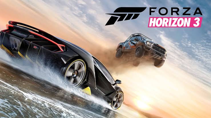 A car speeding along the roads of Forza Horizon 3